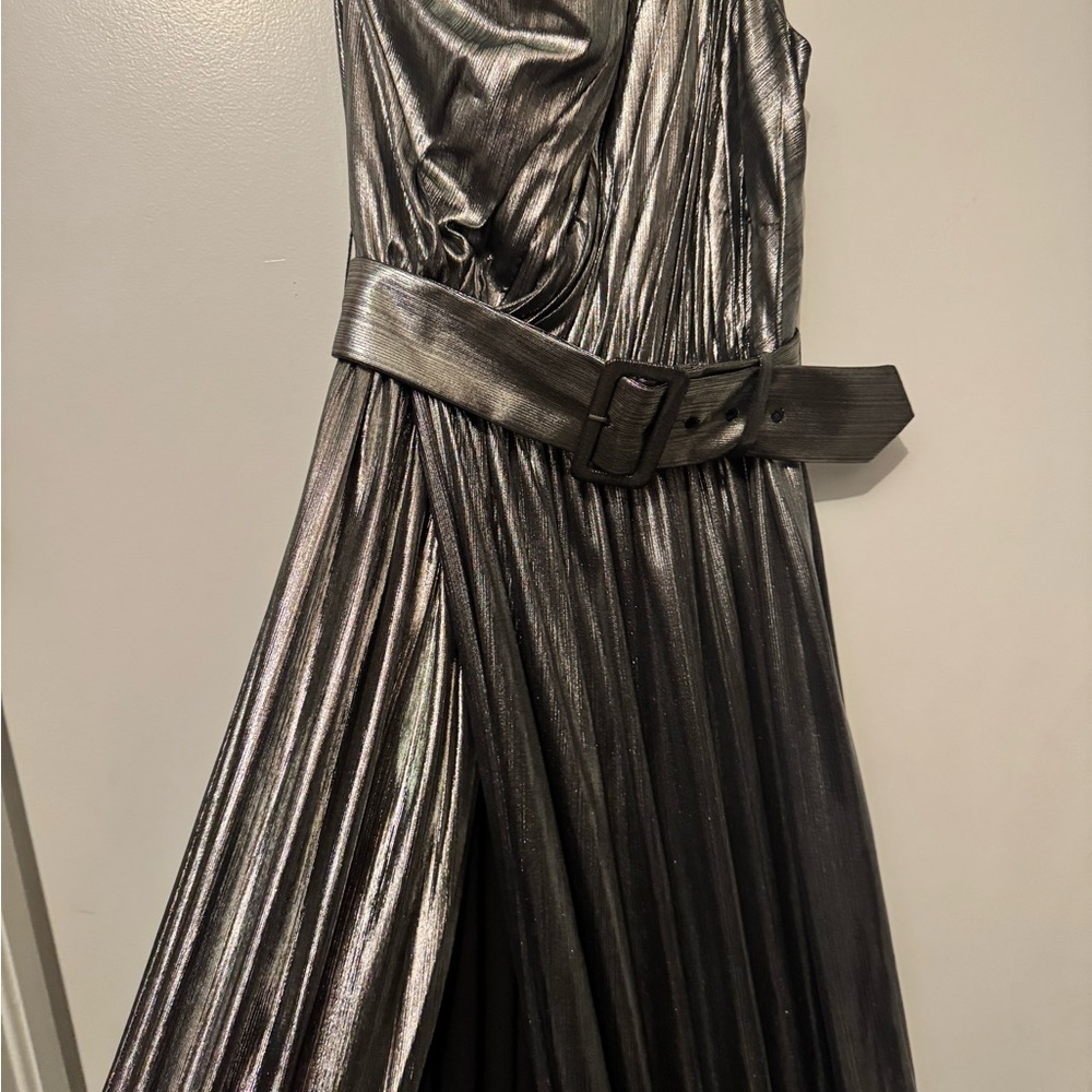 Retrofete Silver One-Shoulder Metallic Maxi Dress - Picture 4 of 5